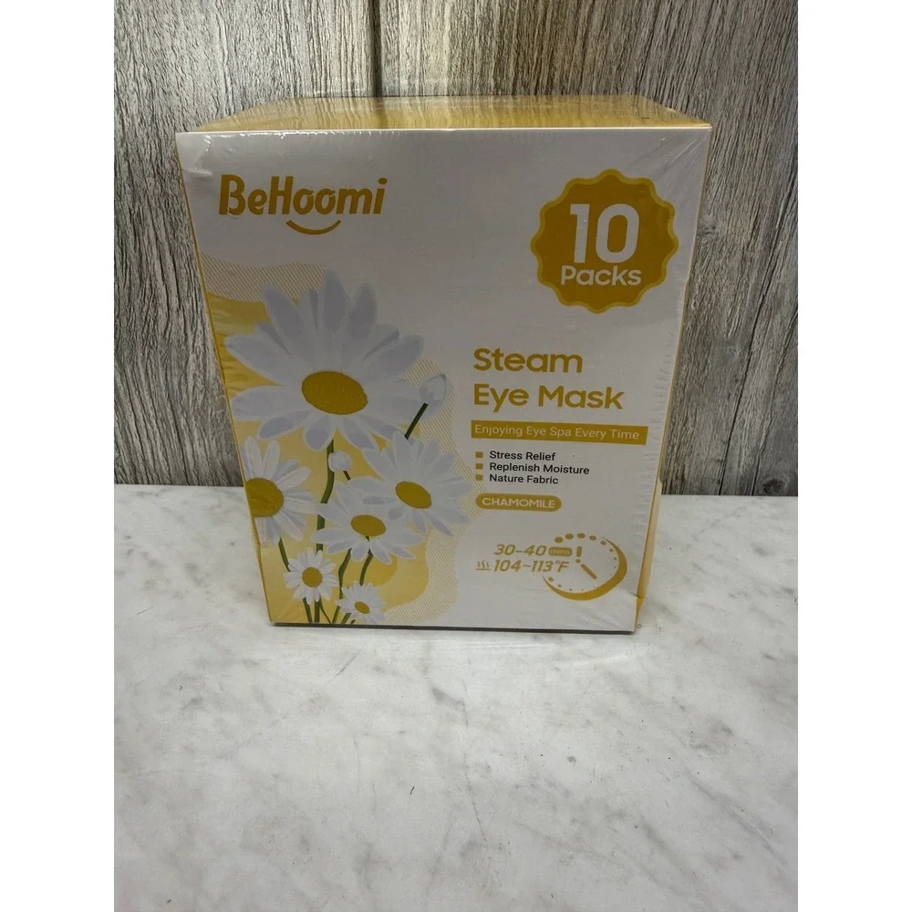 BeHoomi Steam Eye Mask 10 Pack Chamomile Scented Self Heating Warm Compress Mask